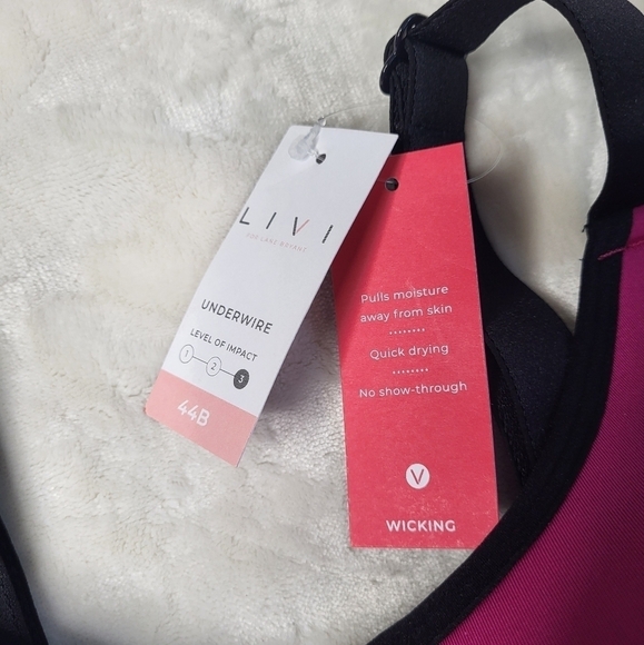 44B Livi High Impact Sports Bra with Underwire. Pink, black. - Picture 2 of 9